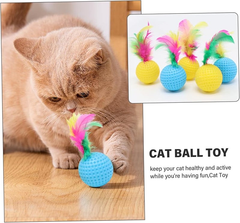 24PCS Colorful Cat Ball Toys with Feathers Interactive Plastic Golf Balls for Indoor Cats - Image 4